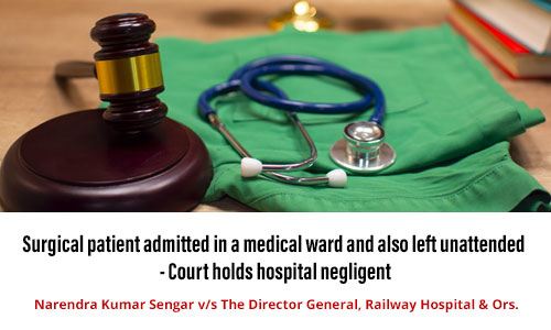 Surgical patient admitted in a medical ward and also left unattended - Court holds hospital negligent